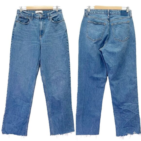 Abercrombie & Fitch Vintage Straight High Rise Jeans Size 29 Curve Love Raw Hem - Picture 3 of 11